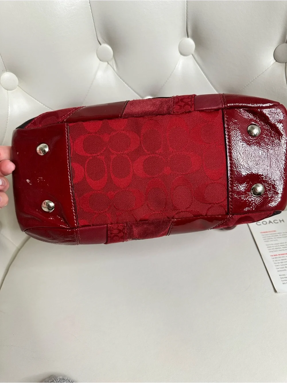 Coach Red Patchwork Tote Bag - Picture 6 of 9